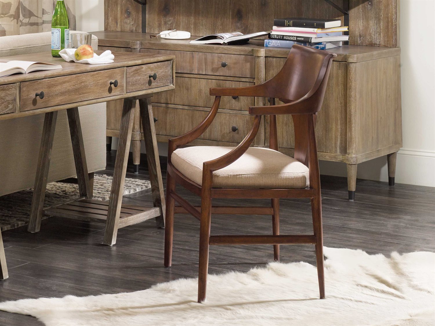 Hooker Furniture Studio 7H Medium Wood Jens Danish Dining Arm Chair