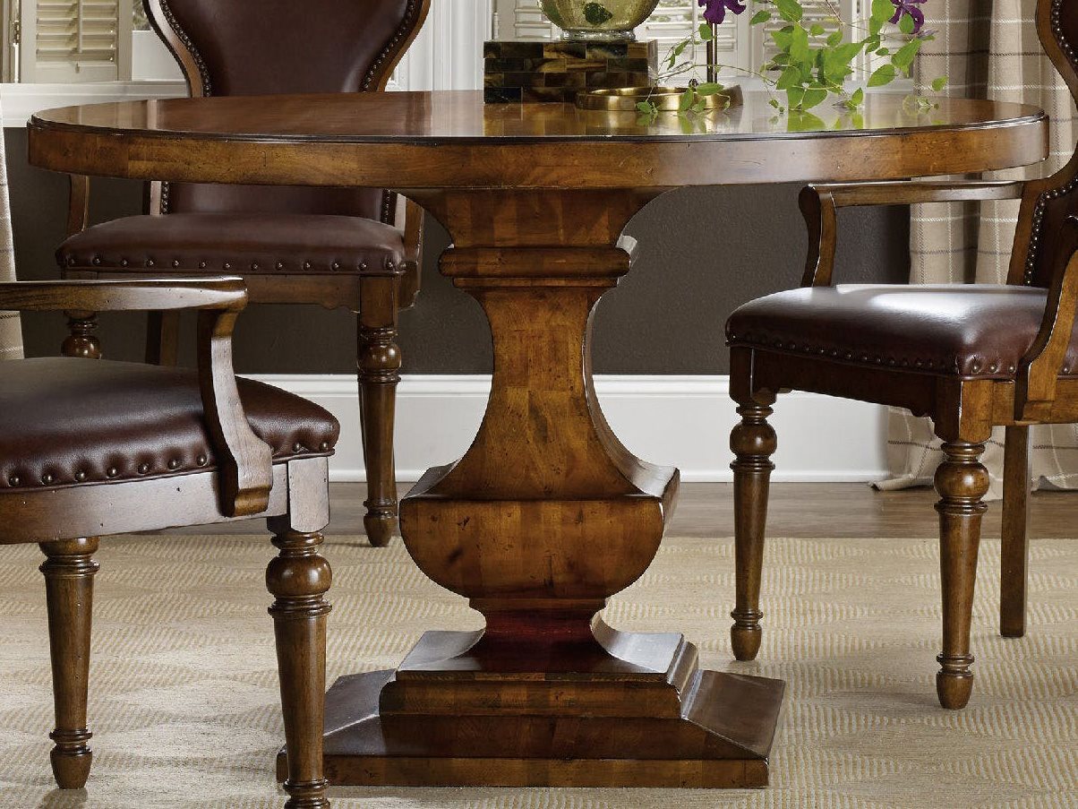 Hooker Furniture Tynecastle Medium Wood 48'' Wide Round Pedestal Dining