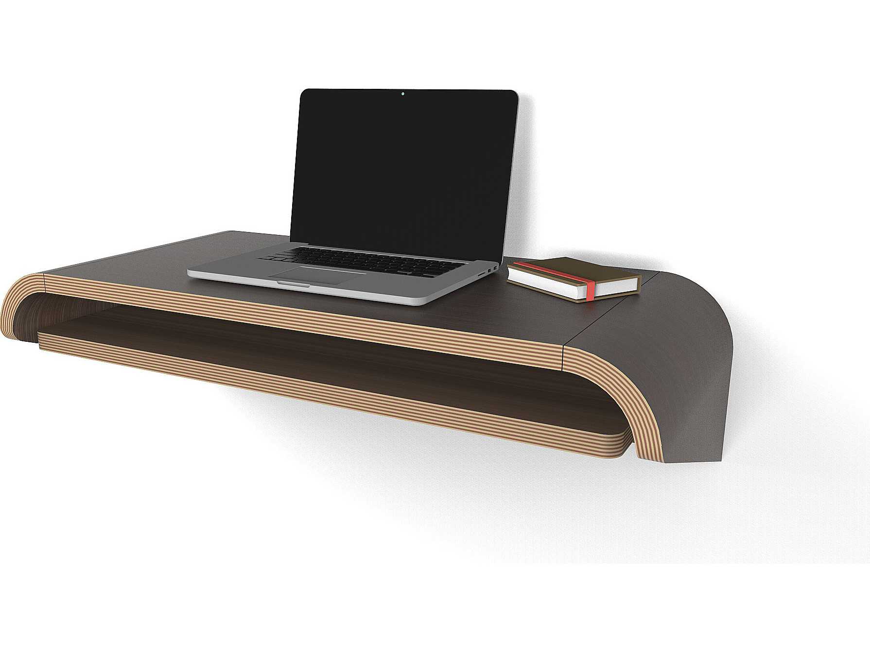 Orange22 Minimal Walnut 36 L X 16 D Rectangular Small Wall Mounted Desk With Pull Out Drawer