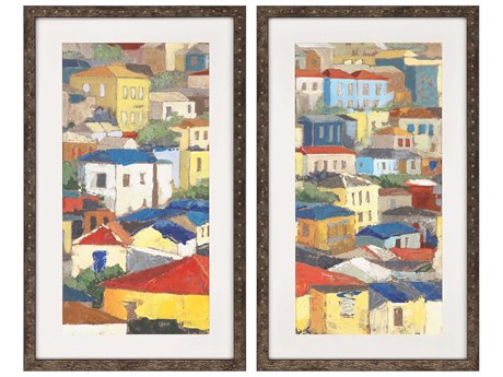 Paragon Scenic Primary Rooftops Canvas Wall Art Set of 2
