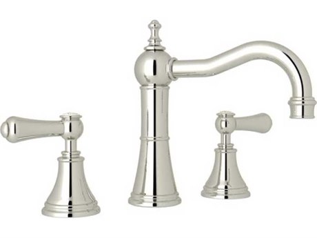 Perrin and Rowe Georgian Era Polished Nickel Column Spout Widespread Faucet