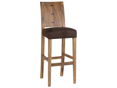 Phillips Collection Brown Upholstered Acacia Wood Bar Stool