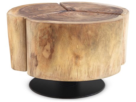 Luxecor Clover Round Wood Natural Coffee Table