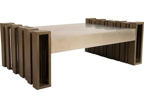 Phillips Collection Rectangular Wood Brown Silver Coffee Table