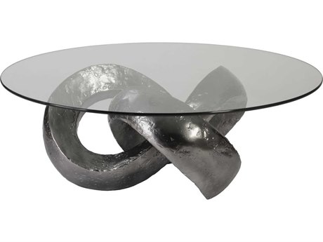 Phillips Collection Round Glass Liquid Silver Coffee Table