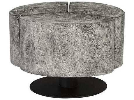 Luxecor Round Wood Grey Stone Coffee Table