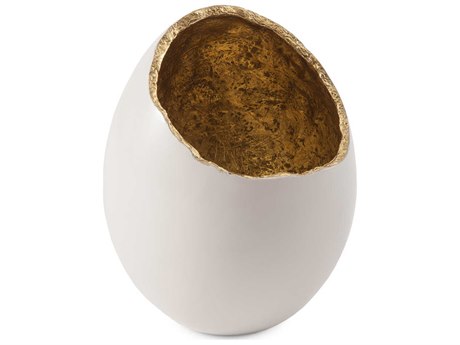 Phillips Collection Dann Foley Gold Leaf / Pearl White Broken Egg Vase