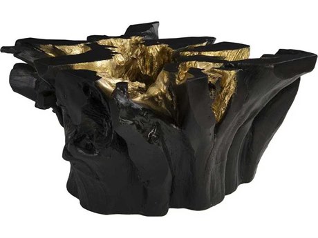 Phillips Collection Freeform Round Gold Leaf Black Coffee Table