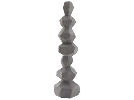 Luxecor Grey Faceted Rock Column Sculpture