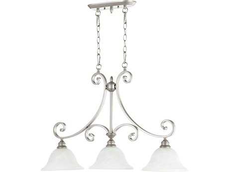 Quorum Bryant 3-Light Classic Nickel Glass Bowl Island Pendant