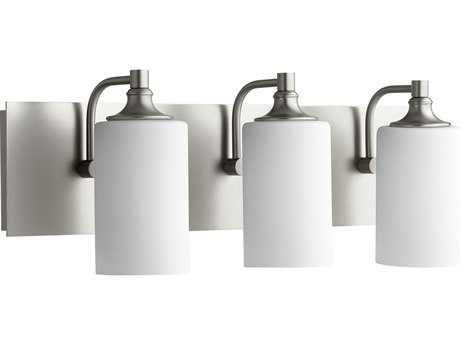 Quorum Celeste 3-Light Satin Nickel Glass Vanity Light