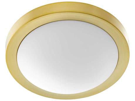 Quorum Contempo 2-Light Aged Brass Glass Bowl Flush Mount