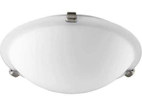 Quorum 2-Light Satin Nickel Glass Bowl Flush Mount
