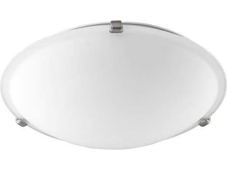 Quorum 3-Light Satin Nickel Glass Bowl Flush Mount