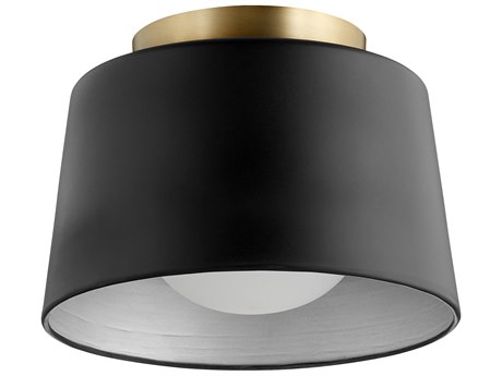Quorum 1-Light Noir Black Glass Drum Flush Mount