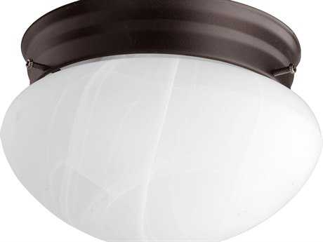 Quorum 1-Light Oiled Bronze Glass Bowl Flush Mount