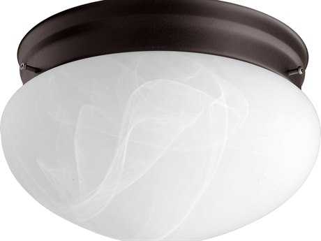 Quorum 2-Light Oiled Bronze Glass Bowl Flush Mount