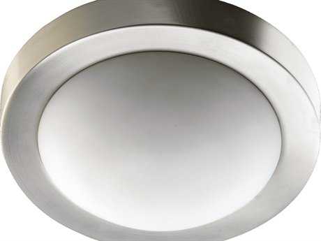 Quorum 2-Light Satin Nickel Glass Bowl Flush Mount
