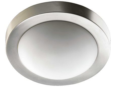 Quorum 2-Light Satin Nickel Glass Bowl Flush Mount