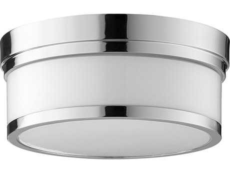 Quorum Celeste 2-Light Polished Nickel Glass Drum Flush Mount