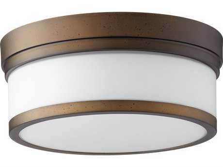 Quorum Celeste 2-Light Oiled Bronze Glass Drum Flush Mount