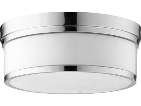 Quorum Celeste 3-Light Polished Nickel Glass Drum Flush Mount