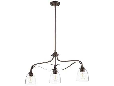 Quorum Jardin 3-Light Oiled Bronze With Clear seeded Glass Bell Island Pendant