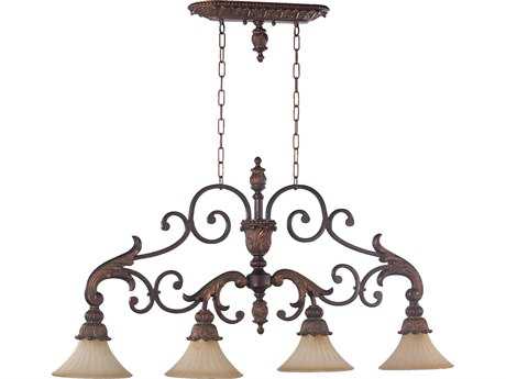 Quorum Madeleine 4-Light Corsican Gold Glass Island Pendant