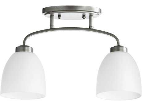 Quorum Reyes 2-Light Classic Nickel Glass Bell Semi Flush Mount