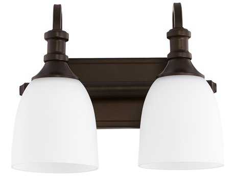 Quorum Richmond 2-Light Oiled Bronze Glass Vanity Light