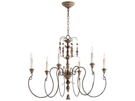 Quorum Salento 6-Light Vintage Copper Candelabra Chandelier