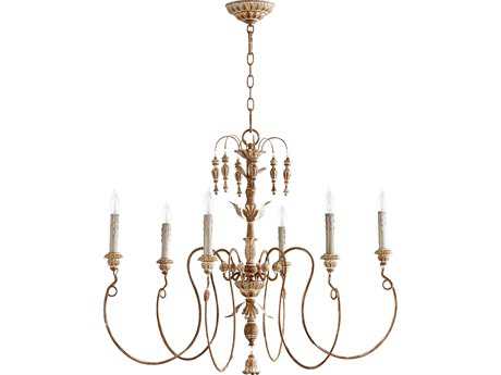 Quorum Salento 6-Light French Umber Brass Candelabra Chandelier