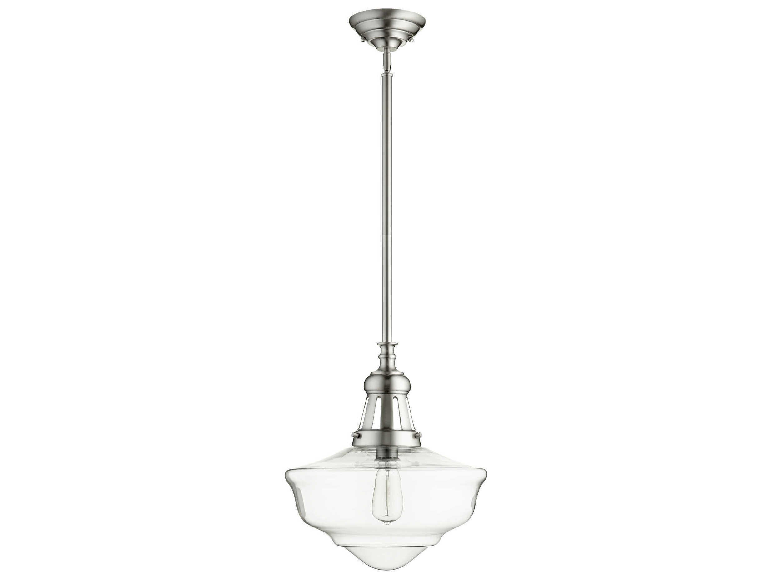 Quorum International Schoolhouse Satin Nickel With Clear Gl 15 Satin Nickel With Clear Gl