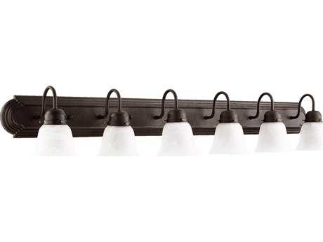 Quorum Toasted Sienna With Faux Alabaster Black Glass Vanity Light