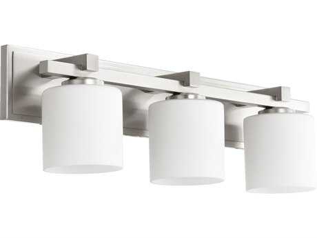Quorum Cylinder 3-Light Satin Nickel Glass Vanity Light