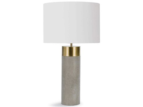 Regina Andrew Harlow Cylinder Ivory Grey Shagreen Linen Brass Buffet Lamp