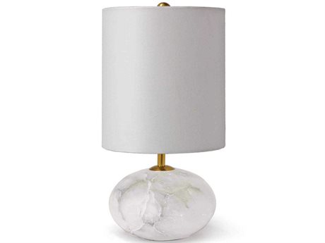 Regina Andrew Mini Orb Natural Alabaster Linen White Table Lamp