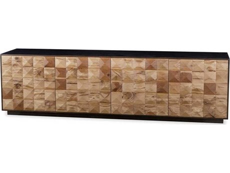 Sonder Living Frank 86" Oak Wood Natural Reclaimed French & Bronze Credenza Sideboard