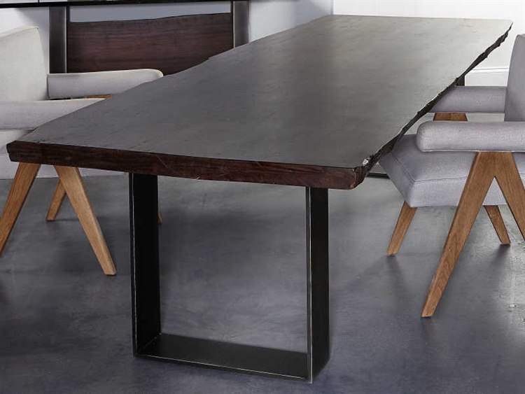 Sonder Distribution Live Edge Natural Wood With Black Steel 108 W X 39 D Rectangular Dining Table 0701202