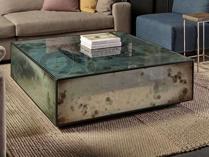 Sonder Distribution Mercury Antique Printed Glass 51 W X D Square Coffee Table Rd0801172 - Mercury Coffee Table Sonder Distribution Mercury Antique Printed Glass 51 W X D Square Coffee Table Rd0801172 - Mercury Coffee Table