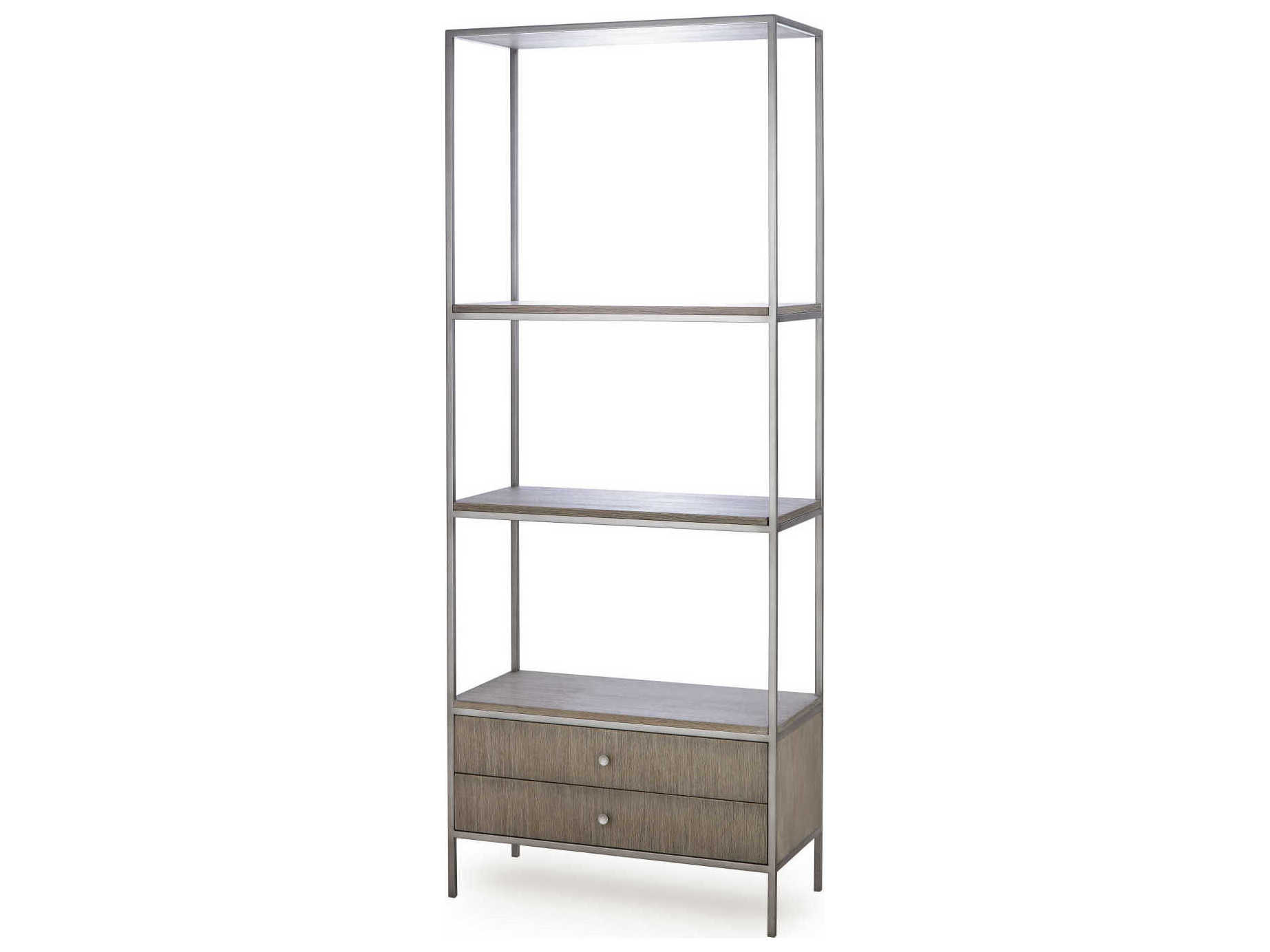 Sonder Distribution Paxton Grey Oak With Nickel Tower Etagere
