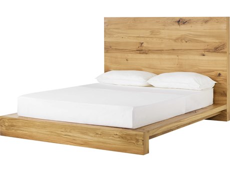 Sonder Living Natural Gold Brown Oak Wood King Platform Bed