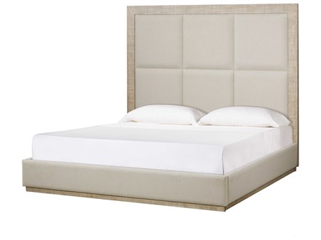 Sonder Living Beige Poplar Wood Upholstered King Platform Bed