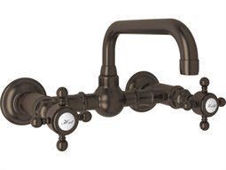 ROHL Viaggio C-Spout Widespread Bathroom Faucet - Italian Brass with Cross  Handle