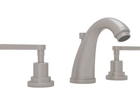 Rohl Lombardia Satin Nickel C-Spout Widespread Lavatory Faucet with Lever Handles