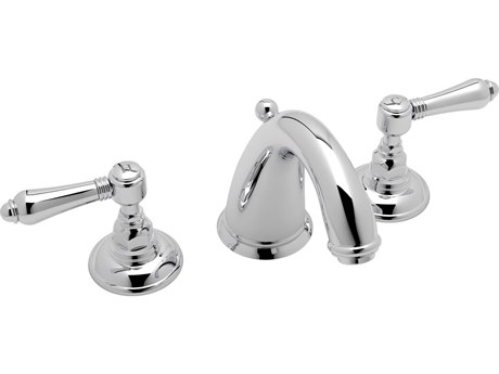 Rohl San Julio Polished Chrome C-Spout Widespread Lavatory Faucet with Lever Handles