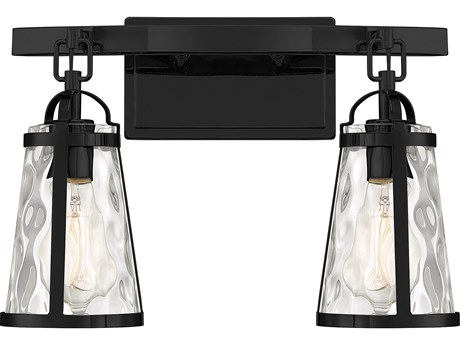 Savoy House Albany 2-Light Black Glass Vanity Light