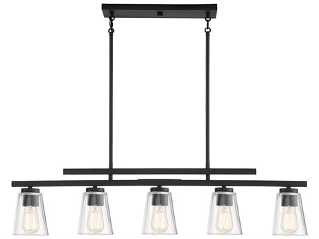 Savoy House Calhoun 5-Light Matte Black Glass Bell Linear Island Pendant