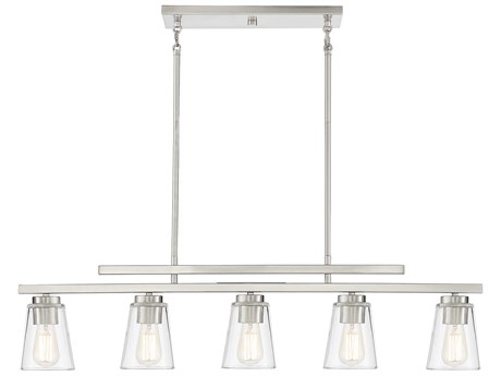 Savoy House Calhoun 5-Light Satin Nickel Glass Bell Linear Island Pendant