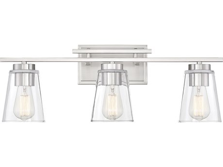 Savoy House Calhoun 3-Light Satin Nickel Glass Vanity Light